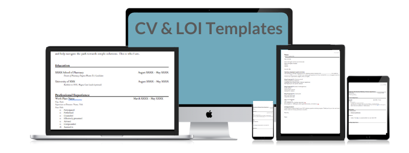Dr. Jessica Louie Curriculum vitae template and Letter of Intent template for pharmacy students residency applications and medical students. Find Your Script resources