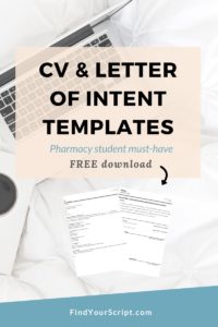 Dr. Jessica Louie Curriculum vitae template and Letter of Intent template for pharmacy students residency applications and medical students. Find Your Script resources